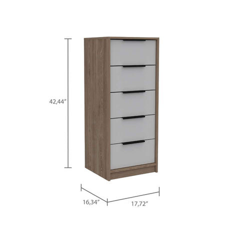 Cómoda Kaia Blanco 45x107.8cm De Cinco Hileras con Cinco Cajones - Cajoneras | Bylmo