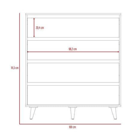 Cómoda Loira Siena 100 cm con Cuatro Cajones - Cajoneras | Bylmo