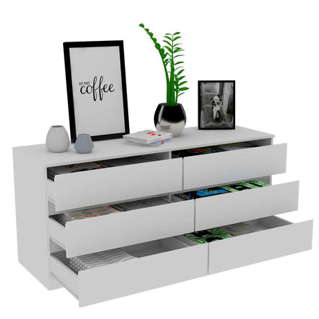 Cómoda Asteria Blanco 153x153cm De Tres Hileras con Tres Cajones - Cajoneras y Comodas | Bylmo