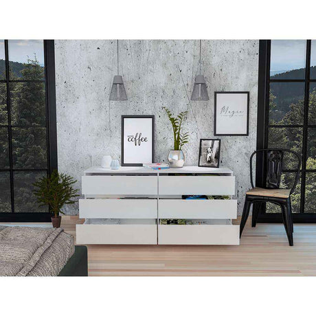 Cómoda Asteria Blanco 153x153cm De Tres Hileras con Tres Cajones - Cajoneras y Comodas | Bylmo