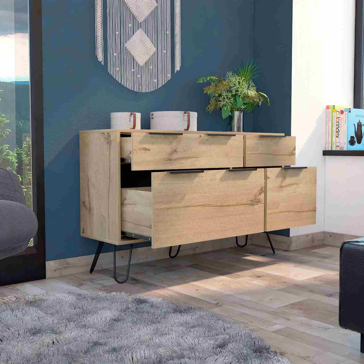 Cómoda Augusta Duna 120x74cm De Cuatro Hileras con Cuatro Cajones - Cajoneras y Comodas | Bylmo