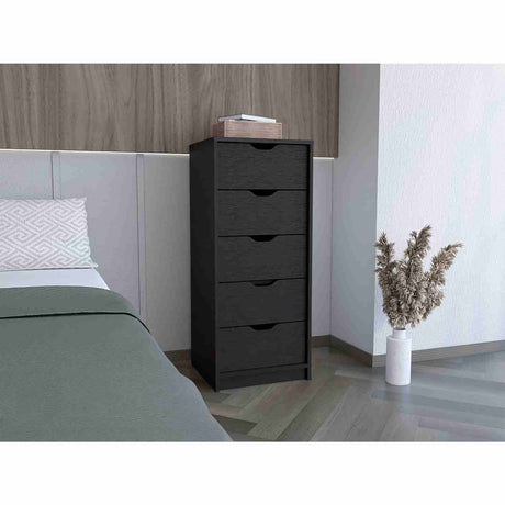 Cómoda Basilea Wengue 45x108cm De Cinco Hileras con Cinco Cajones - Cajoneras y Comodas | Bylmo