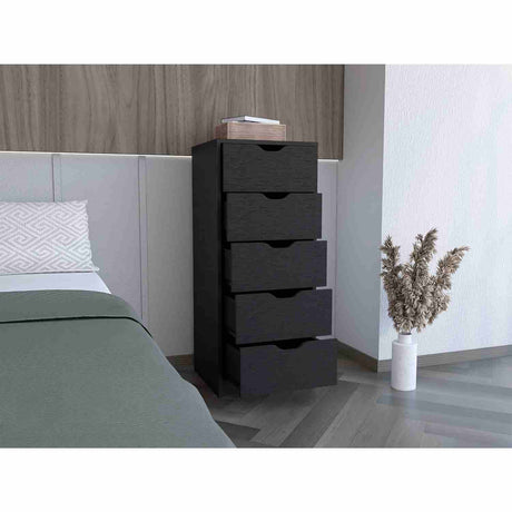 Cómoda Basilea Wengue 45x108cm De Cinco Hileras con Cinco Cajones - Cajoneras y Comodas | Bylmo