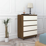 Cómoda Caliu Marron y Blanco Apagado 70x98.5cm De Cuatro Hileras con Cuatro Cajones - Cajoneras | Bylmo