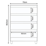 Cómoda Caliu Marron y Blanco Apagado 70x98.5cm De Cuatro Hileras con Cuatro Cajones - Cajoneras | Bylmo