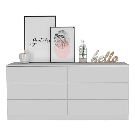 Cómoda Asteria Blanco 153.6x71.8cm De Tres Hileras con Tres Cajones - Cajoneras | Bylmo