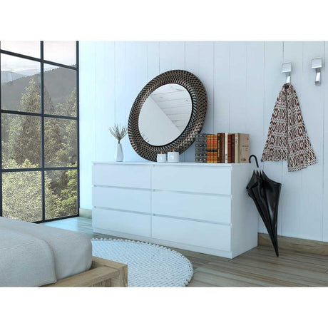 Cómoda Asteria Blanco 153.6x71.8cm De Tres Hileras con Tres Cajones - Cajoneras | Bylmo