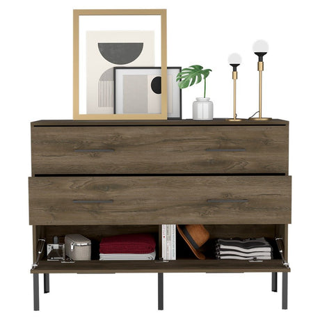 Cómoda Doble Soho Bellota 120 cm con Dos Cajones y Una Puerta - Cajoneras | Bylmo