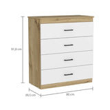 Cómoda Eter Blanco 80x92cm De Cuatro Hileras con Cuatro Cajones - Cajoneras y Comodas | Bylmo