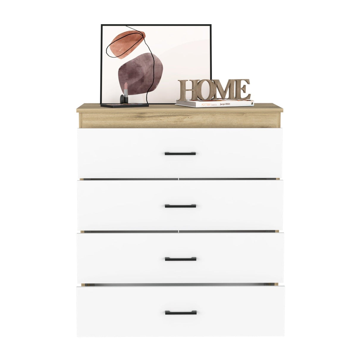 Cómoda Eter Blanco 80x92cm De Cuatro Hileras con Cuatro Cajones - Cajoneras y Comodas | Bylmo