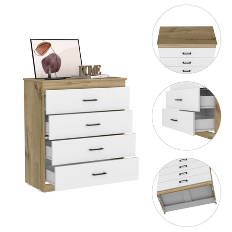 Cómoda Eter Blanco 80x92cm De Cuatro Hileras con Cuatro Cajones - Cajoneras y Comodas | Bylmo