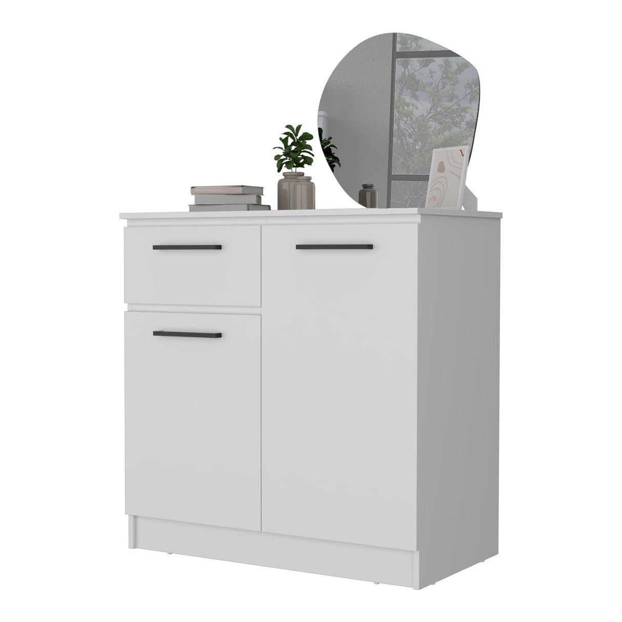 Cómoda Éclat Blanco 91 cm con Un Cajón y Dos Puertas - Cajoneras y Comodas | Bylmo