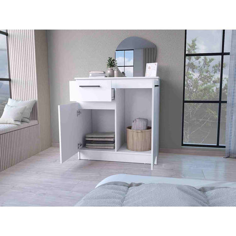 Cómoda Éclat Blanco 91 cm con Un Cajón y Dos Puertas - Cajoneras y Comodas | Bylmo