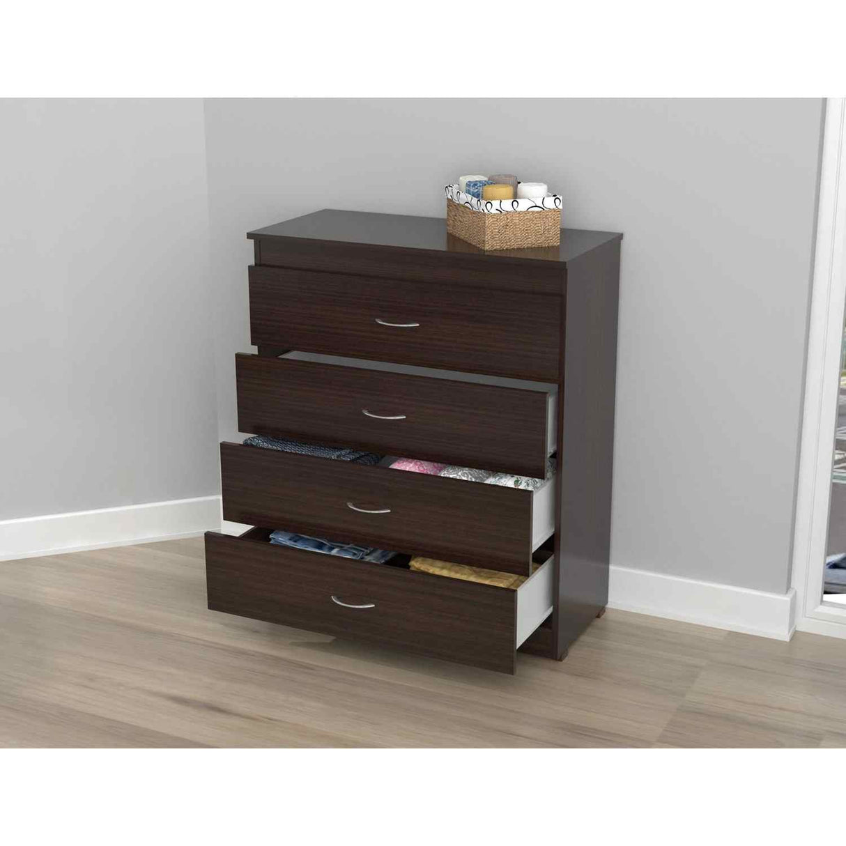 Cómoda Wengue 80x96cm De Cuatro Hileras con Cuatro Cajones - Cajoneras y Comodas | Bylmo