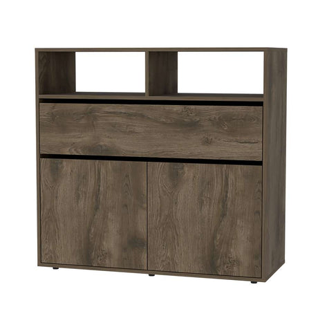 Cómoda Galanto Bellota y Wengue 100 cm con Un Cajón y Dos Puertas - Cajoneras | Bylmo