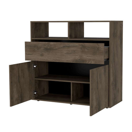 Cómoda Galanto Bellota y Wengue 100 cm con Un Cajón y Dos Puertas - Cajoneras | Bylmo