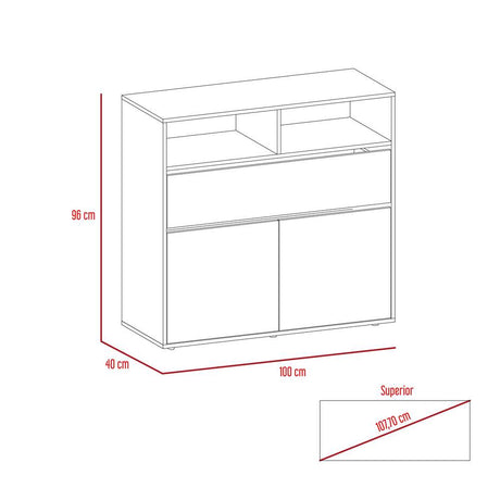 Cómoda Galanto Duna 100 cm con Un Cajón y Dos Puertas - Cajoneras | Bylmo