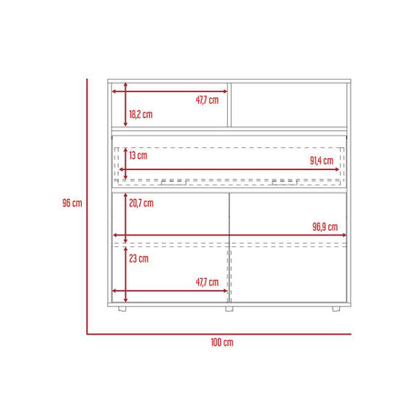 Cómoda Galanto Duna 100 cm con Un Cajón y Dos Puertas - Cajoneras | Bylmo