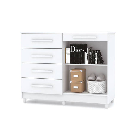 Cómoda Ginesta Blanco 122x96.5cm De Cinco Hileras con Cinco Cajones - Cajoneras | Bylmo