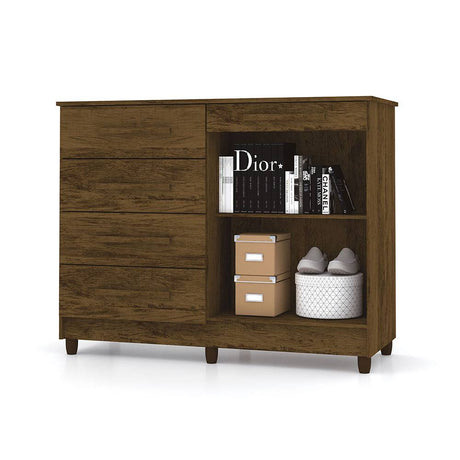 Cómoda Ginesta Marron 122x96.5cm De Cinco Hileras con Cinco Cajones - Cajoneras | Bylmo