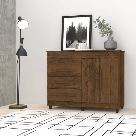 Cómoda Ginesta Marron 122x96.5cm De Cinco Hileras con Cinco Cajones - Cajoneras | Bylmo