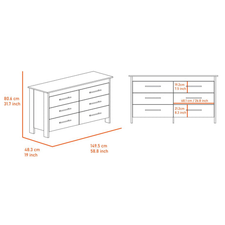 Cómoda HMS Wengue 150x81cm De Tres Hileras con Tres Cajones - Cajoneras y Comodas | Bylmo