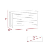 Cómoda Hms Ceniza y Blanco 149 cm con Seis Cajones