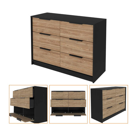 Cómoda Kaia Wengue 107x78cm De Tres Hileras con Tres Cajones - Cajoneras y Comodas | Bylmo