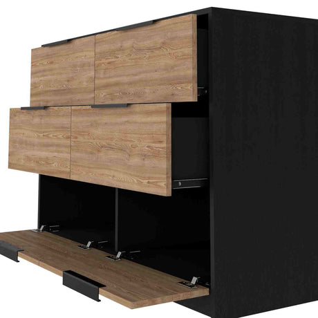 Cómoda Kaia Wengue 107x78cm De Tres Hileras con Tres Cajones - Cajoneras y Comodas | Bylmo