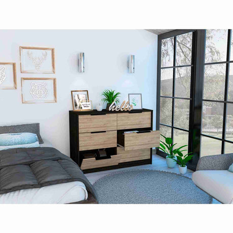 Cómoda Kaia Wengue 107x78cm De Tres Hileras con Tres Cajones - Cajoneras y Comodas | Bylmo