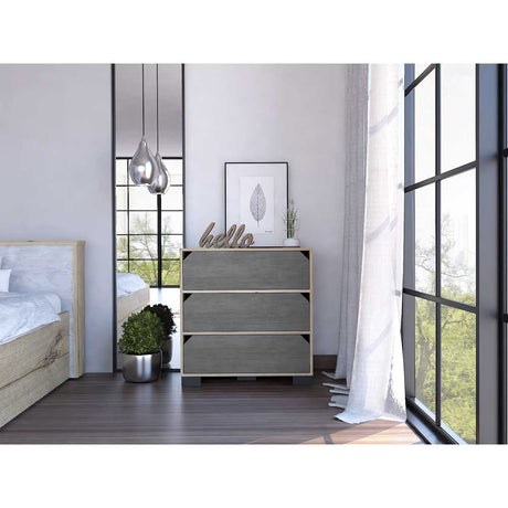 Cómoda Loira Duna y Cemento 72 cm con Tres Cajones - Cajoneras | Bylmo