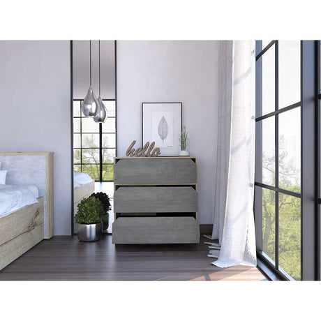Cómoda Loira Duna y Cemento 72 cm con Tres Cajones - Cajoneras | Bylmo