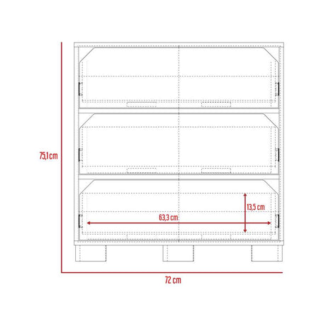 Cómoda Loira Duna y Cemento 72 cm con Tres Cajones - Cajoneras | Bylmo
