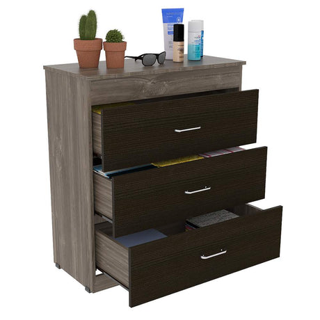 Cómoda Nápoles Siena y Wengue 80 cm con Tres Cajones - Cajoneras | Bylmo