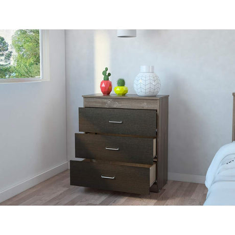 Cómoda Nápoles Siena y Wengue 80 cm con Tres Cajones - Cajoneras | Bylmo