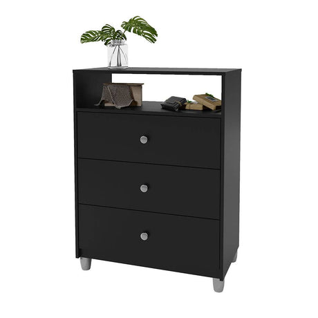 Cómoda Noah Negro 73x98cm De Tres Hileras con Tres Cajones - Cajoneras | Bylmo