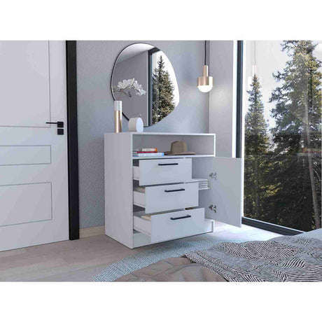 Cómoda Omaha Blanco 90x93cm De Tres Hileras con Tres Cajones - Cajoneras y Comodas | Bylmo