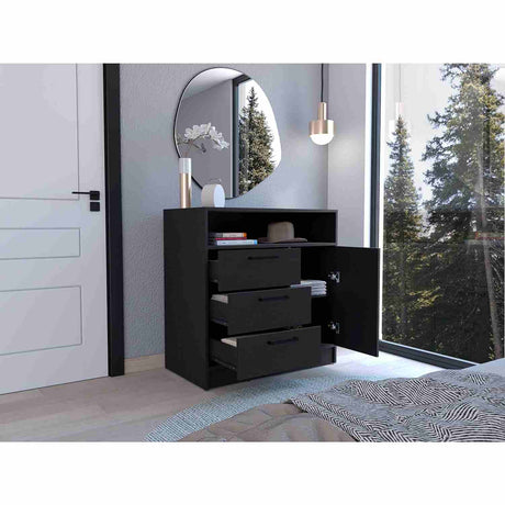 Cómoda Omaha Wengue 90x93cm De Tres Hileras con Tres Cajones - Cajoneras y Comodas | Bylmo