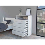 Cómoda Peru Blanco 84x110cm De Cuatro Hileras con Cuatro Cajones - Cajoneras y Comodas | Bylmo
