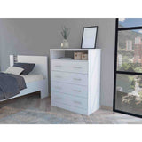 Cómoda Peru Blanco 84x110cm De Cuatro Hileras con Cuatro Cajones - Cajoneras y Comodas | Bylmo