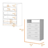 Cómoda Peru Blanco 84x110cm De Cuatro Hileras con Cuatro Cajones - Cajoneras y Comodas | Bylmo