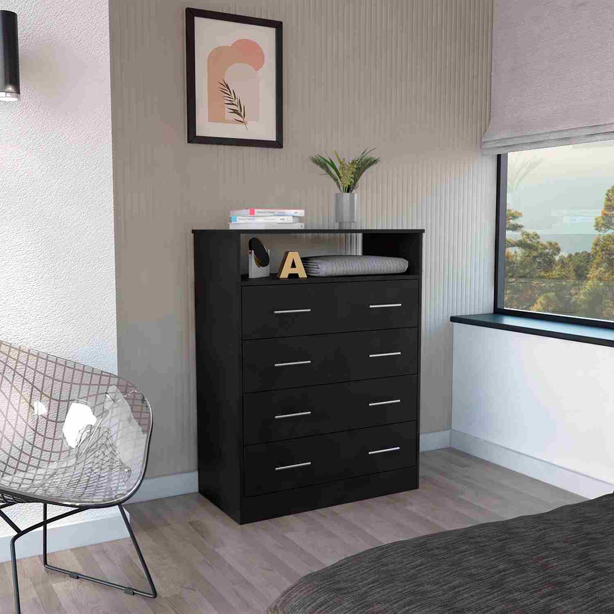 Cómoda Peru Wengue 84x110cm De Cuatro Hileras con Cuatro Cajones - Cajoneras y Comodas | Bylmo