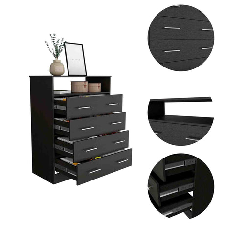 Cómoda Peru Wengue 84x110cm De Cuatro Hileras con Cuatro Cajones - Cajoneras y Comodas | Bylmo