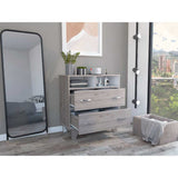 Cómoda Ponova Ceniza 80 cm con Dos Cajones - Cajoneras | Bylmo