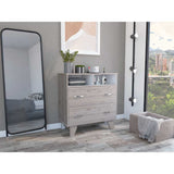 Cómoda Ponova Ceniza 80 cm con Dos Cajones - Cajoneras | Bylmo