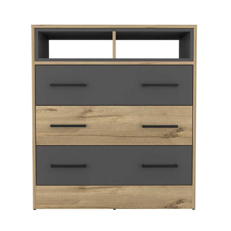 Cómoda Saint Denis Duna y Plomo 80 cm con Tres Cajones - Cajoneras | Bylmo