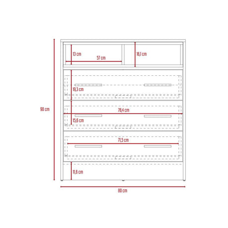 Cómoda Saint Denis Duna y Plomo 80 cm con Tres Cajones - Cajoneras | Bylmo