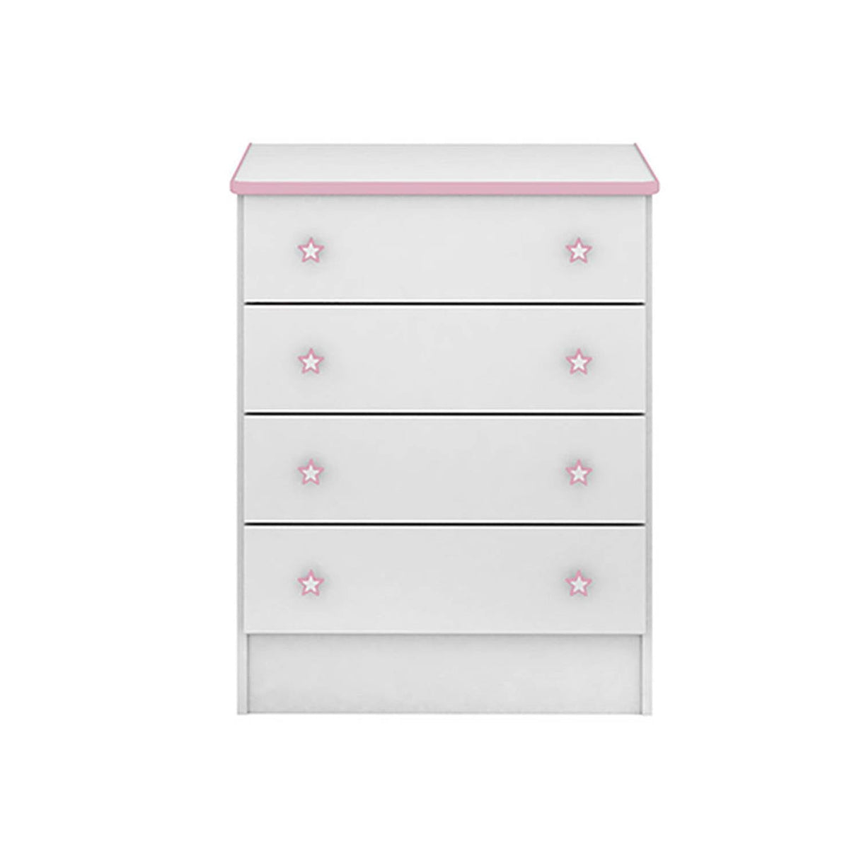Cómoda Sarena Blanco y Rosado 64x79cm De Cuatro Hileras con Cuatro Cajones - Cajoneras y Comodas | Bylmo