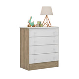 Cómoda Serena Miel y Blanco 64x79cm De Cuatro Hileras con Cuatro Cajones - Cajoneras y Comodas | Bylmo