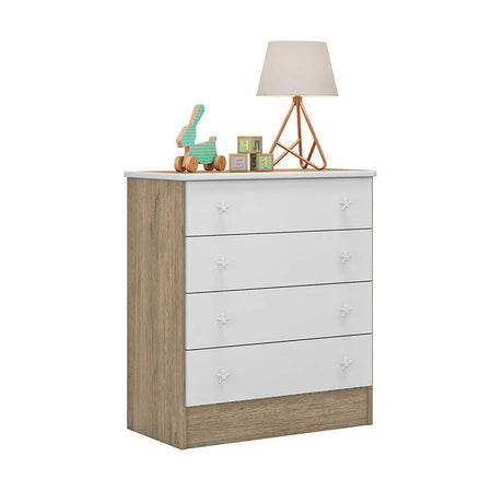 Cómoda Serena Miel y Blanco 64x79cm De Cuatro Hileras con Cuatro Cajones - Cajoneras y Comodas | Bylmo